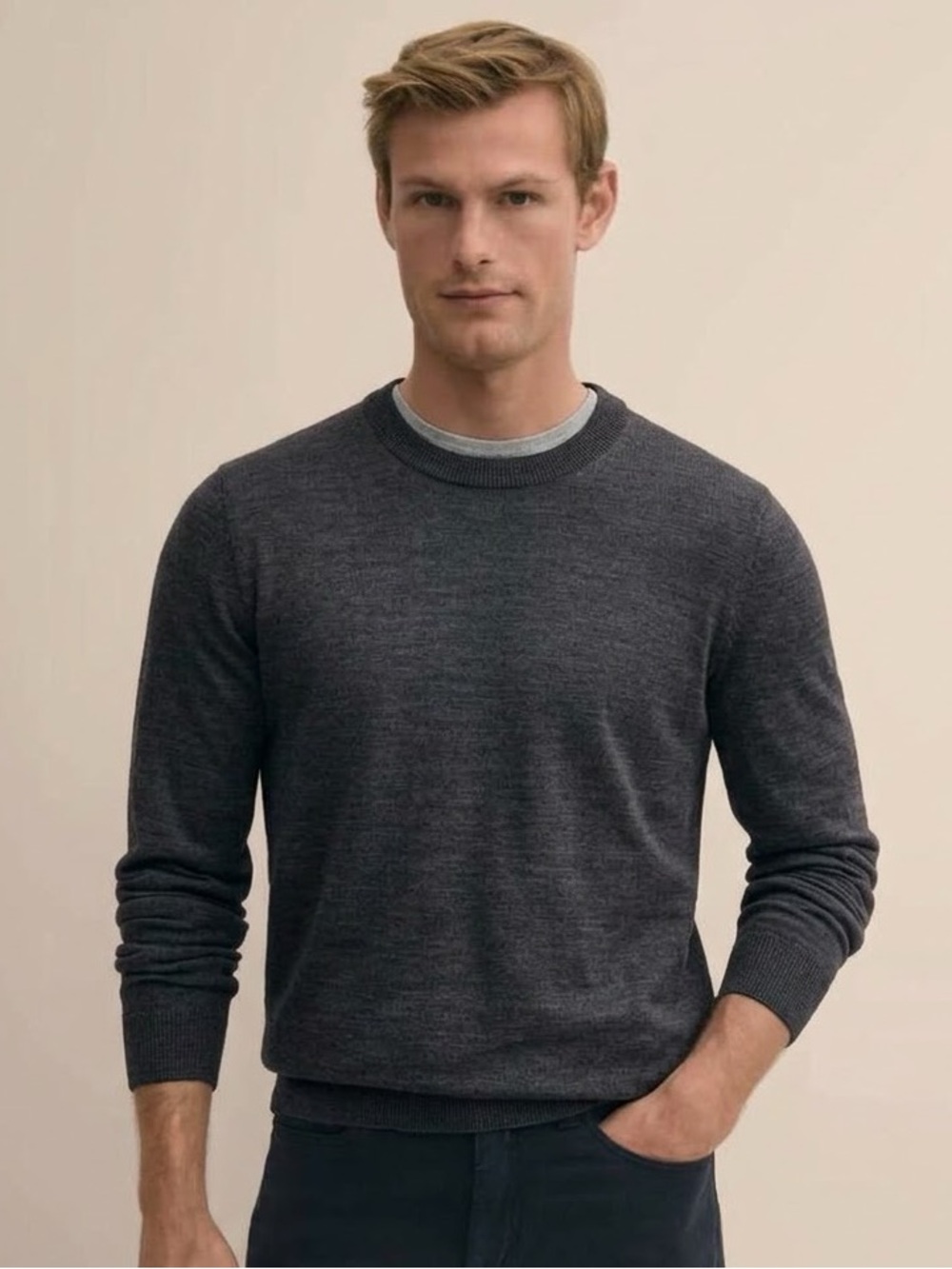 Brooks Brothers The Ultimate 100% Merino Wool Crewneck Sweater in Charcoal